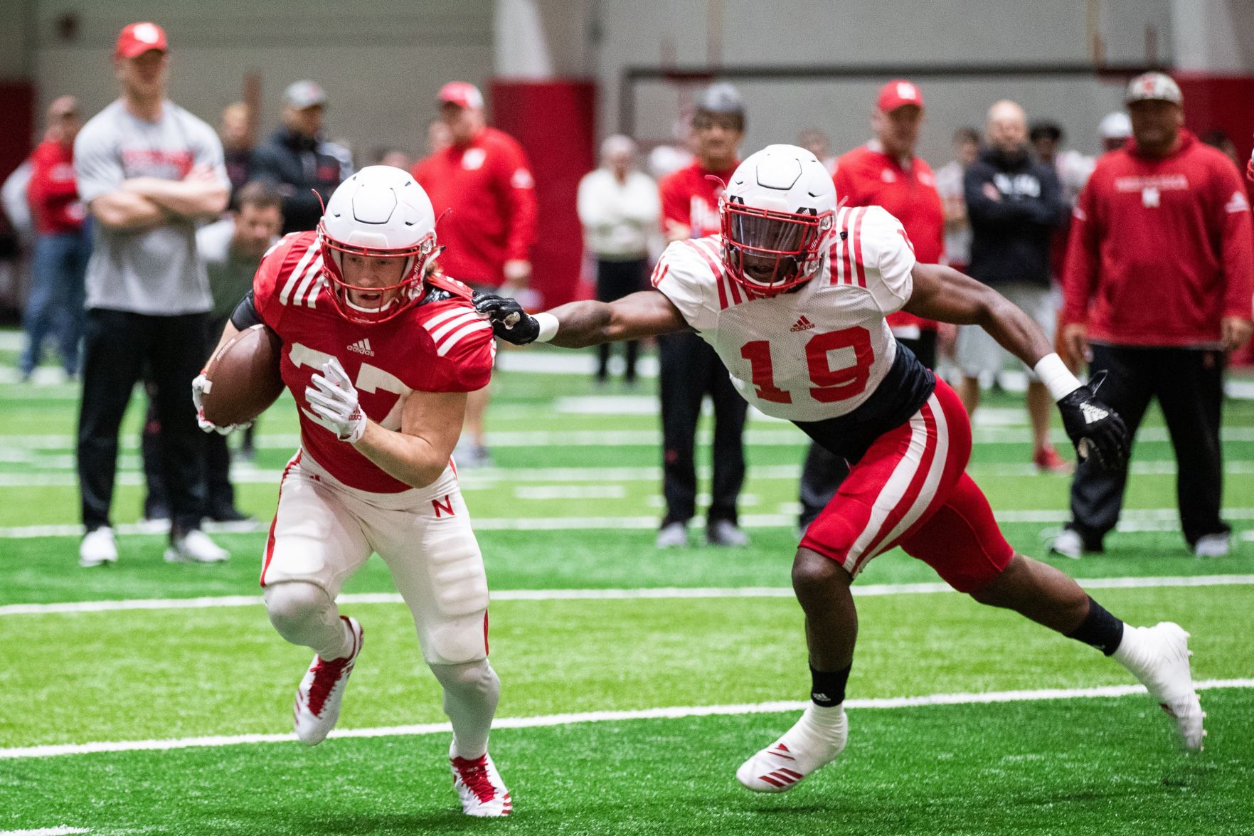 Nebraska worked through practice on April 3, 2019 in Lincoln.